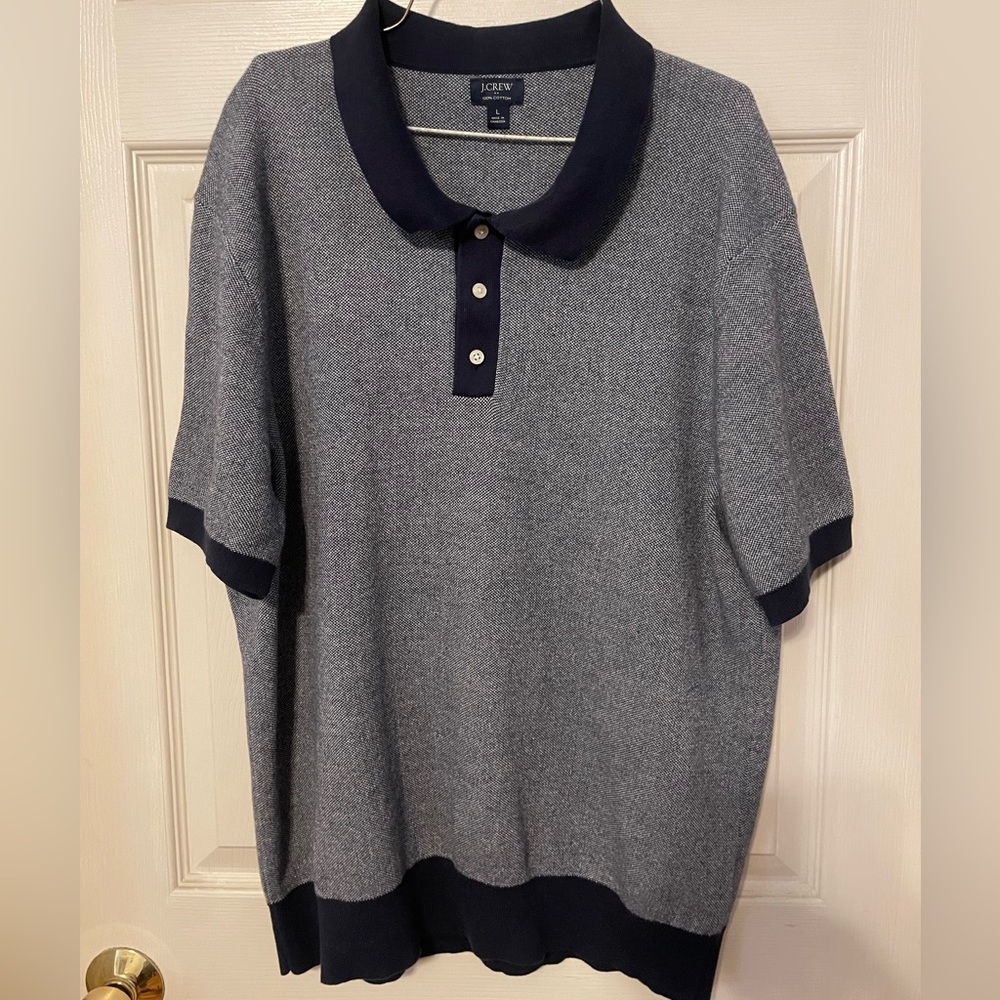 J. Crew Men's Polo Shirt in Gray and Navy